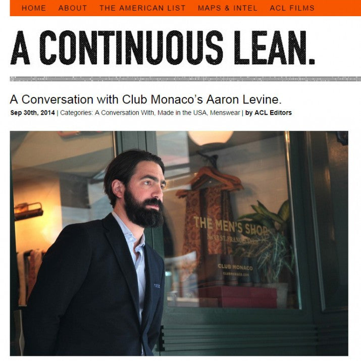 AARON LEVINE DISCUSSES MENSWEAR TODAY & CLUB MONACO’S RELATIONSHIP WITH GOLDEN BEAR