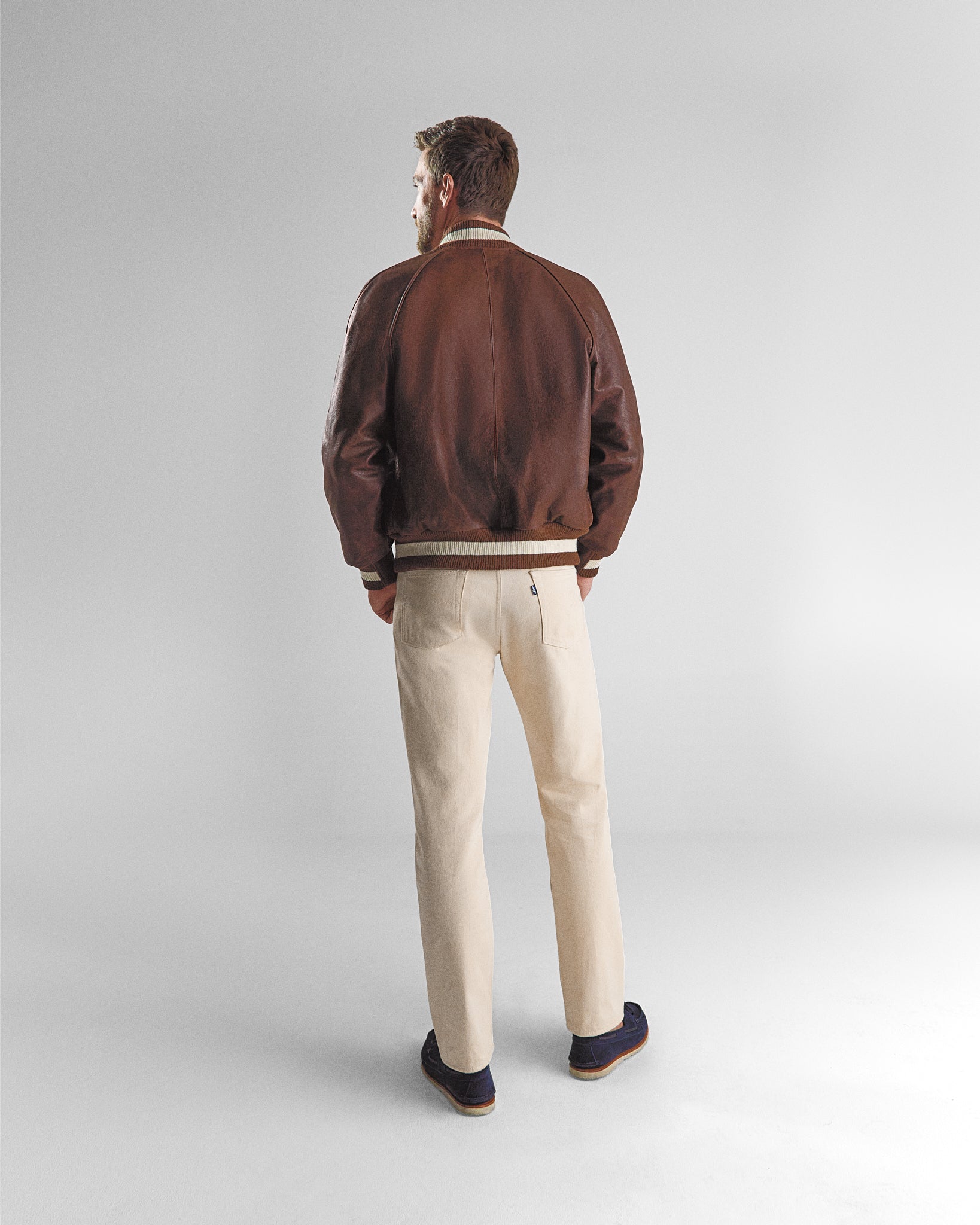 THE LEATHER RALSTON - Coffee Bean Leather Raglan Classic Fit