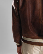 THE LEATHER RALSTON - Coffee Bean Leather Raglan Classic Fit