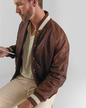 THE LEATHER RALSTON - Coffee Bean Leather Raglan Classic Fit