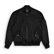 THE PACIFIC - Black Leather MA-1 Bomber Jacket Classic Fit