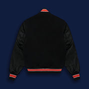 THE ALBANY - Black Melton Wool/Black Leather/Orange Stripe Classic Fit - Golden Bear Sportswear 