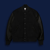 THE ALBANY - Black Melton Wool/Black Leather Contemporary Fit - Golden Bear Sportswear 