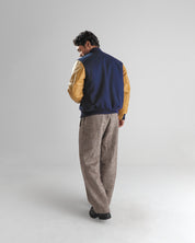 THE ALBANY - Navy Melton Wool/Tan Leather Classic Fit
