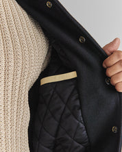 THE RALSTON - Black Melton Wool/Beige Leather Raglan Classic Fit