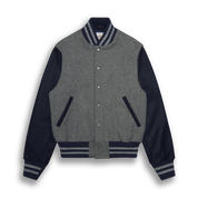 THE ALBANY - Grey Melton Wool/Navy Leather Contemporary Fit
