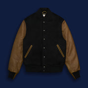 THE ALBANY - Black Melton Wool/Olive Leather Contemporary Fit