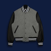 THE ALBANY - Grey Melton Wool/Black Leather Contemporary Fit - Golden Bear Sportswear 