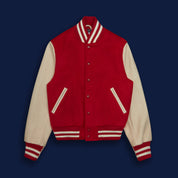 THE ALBANY - Red Melton Wool/Stone Leather Contemporary Fit - Golden Bear Sportswear 