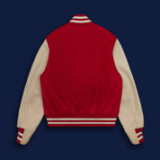 THE ALBANY - Red Melton Wool/Stone Leather Contemporary Fit - Golden Bear Sportswear 