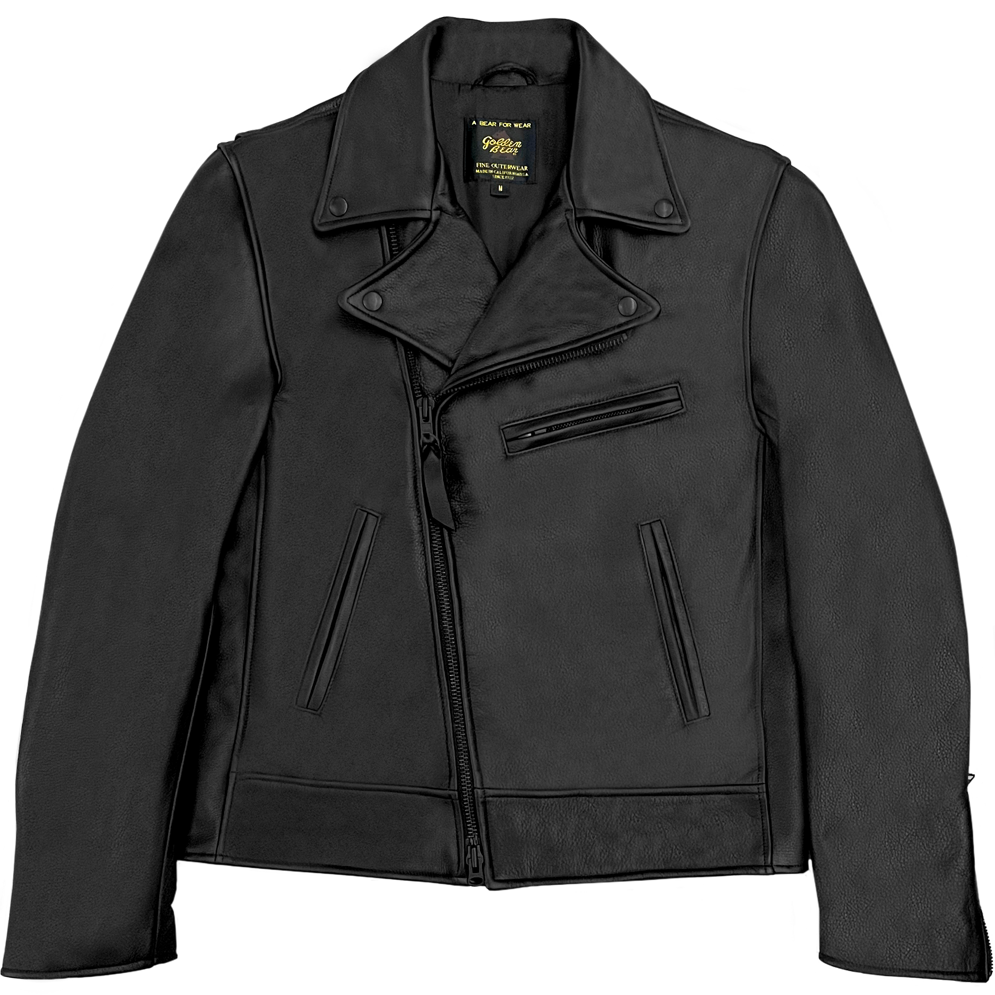 The Brannan - Black Lapelled motor Jacket - Golden Bear Sportswear 