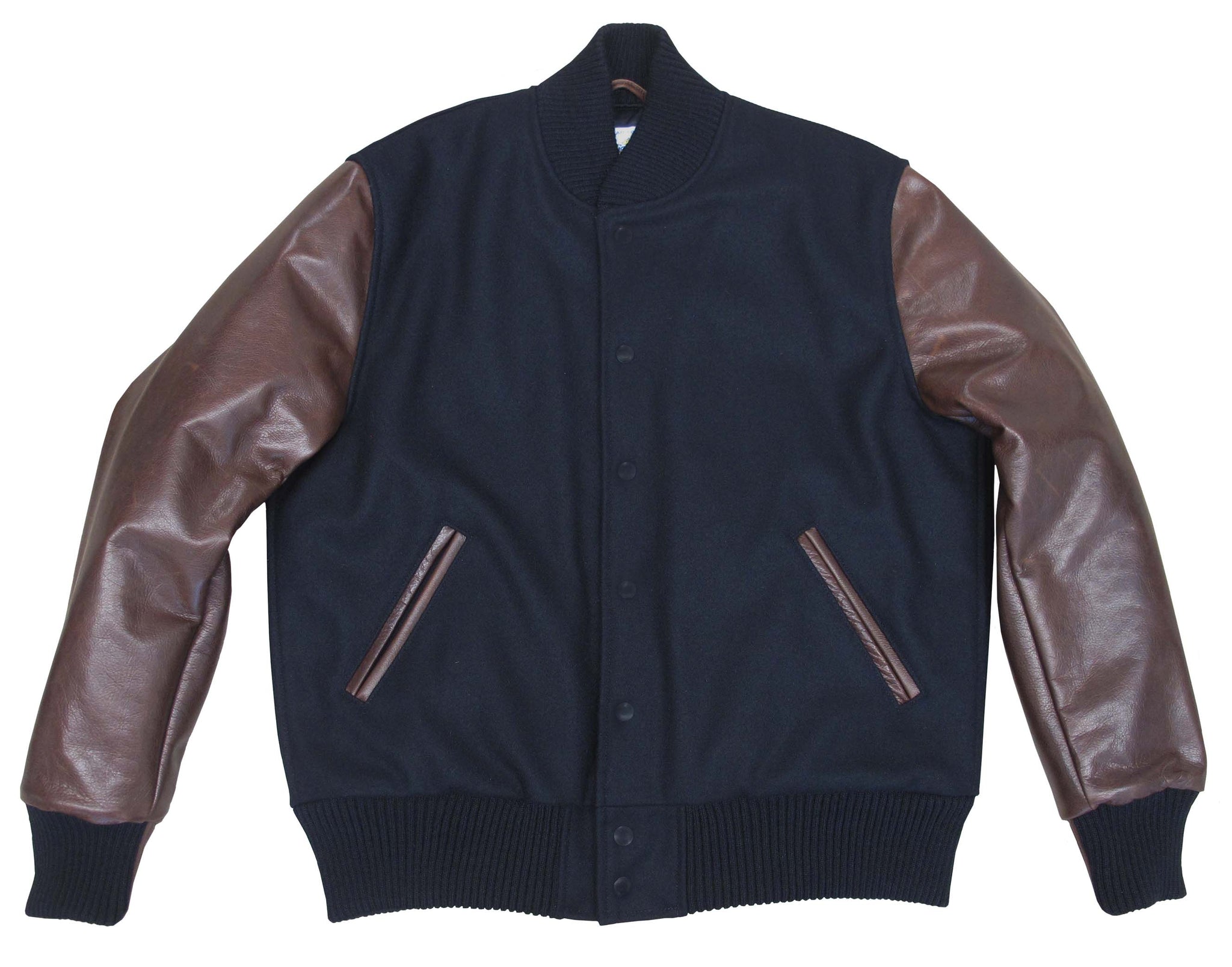 Black/Espresso Classic Fit Varsity Jacket - Golden Bear Sportswear 