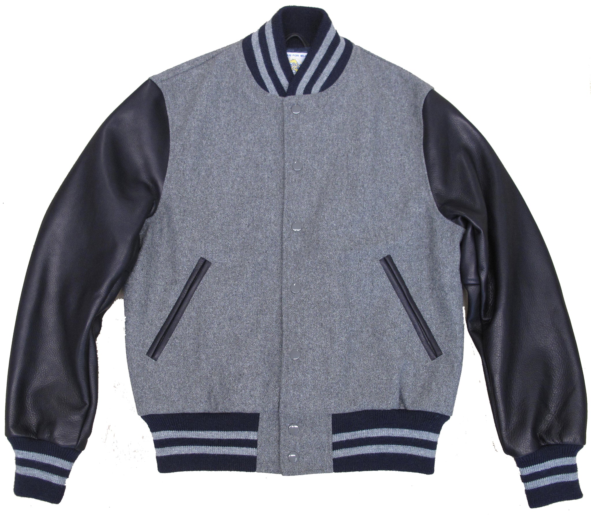 Grey/Navy Contemporary Fit Varsity Jacket - Golden Bear Sportswear 