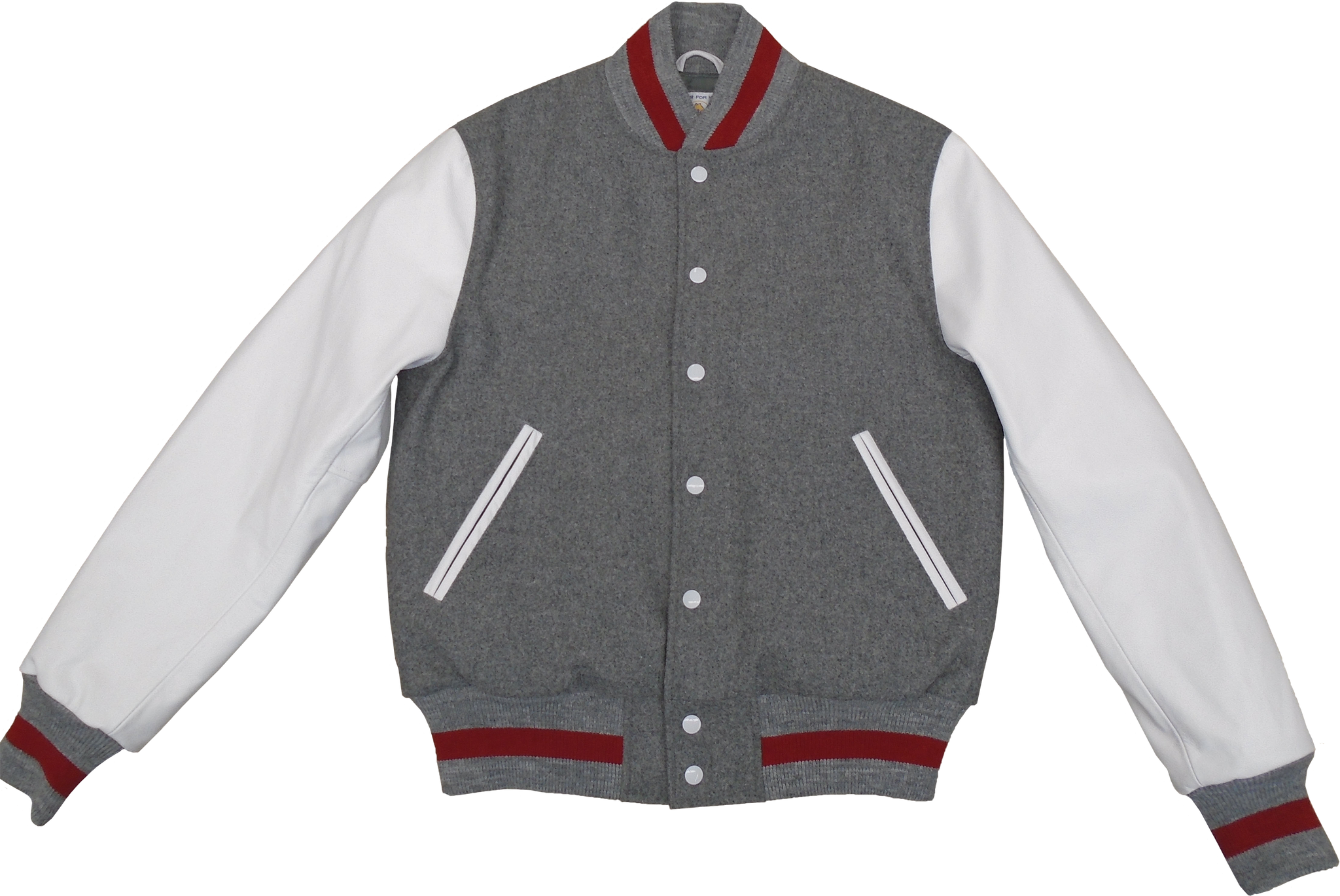 Grey/White Contemporary Fit Varsity Jacket - Golden Bear Sportswear 